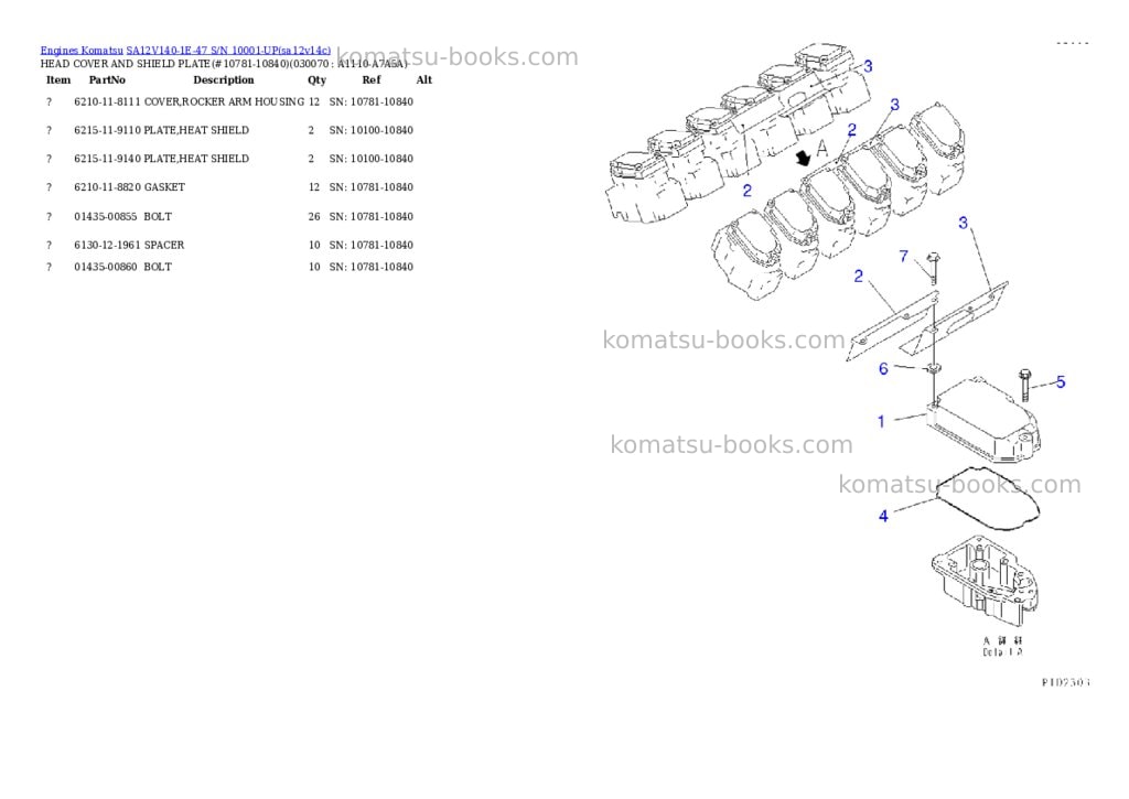 Komatsu sa12v140-1e-47 s/n 10001-up Parts catalog cover Page 6