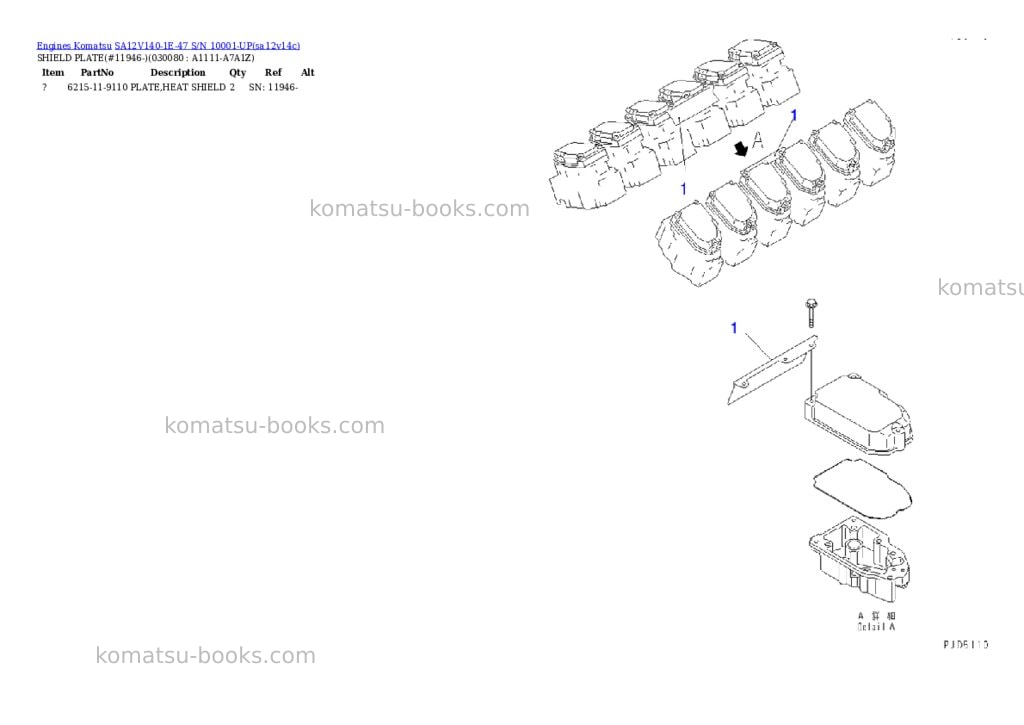 Komatsu sa12v140-1e-47 s/n 10001-up Parts catalog cover Page 7
