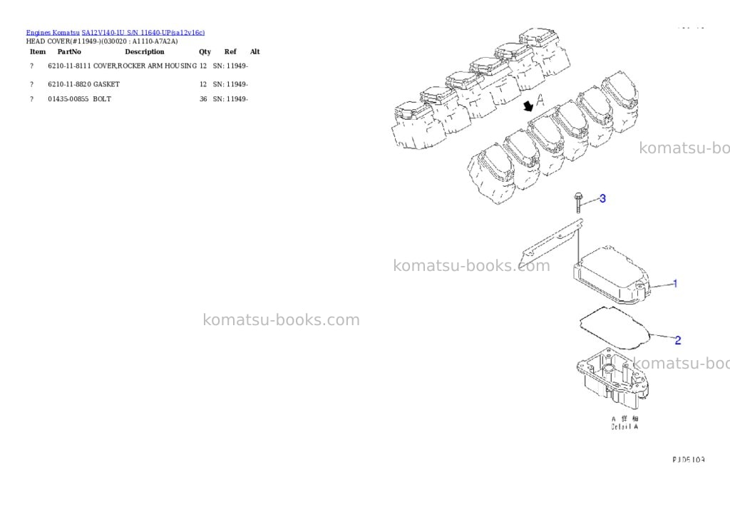 Komatsu sa12v140-1u s/n 11640-up Parts catalog cover Komatsu sa12v140-1u s/n 11640-up Parts catalog cover
