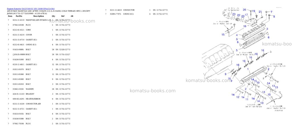 Komatsu sa12v140-1u s/n 11640-up Parts catalog cover Page 5 Komatsu sa12v140-1u s/n 11640-up Parts catalog cover Page 5