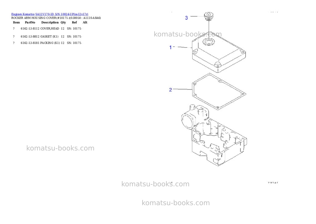 Komatsu sa12v170-1d s/n 10024-up Parts catalog cover Page 4 Komatsu sa12v170-1d s/n 10024-up Parts catalog cover Page 4