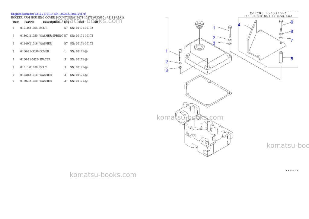 Komatsu sa12v170-1d s/n 10024-up Parts catalog cover Page 5 Komatsu sa12v170-1d s/n 10024-up Parts catalog cover Page 5