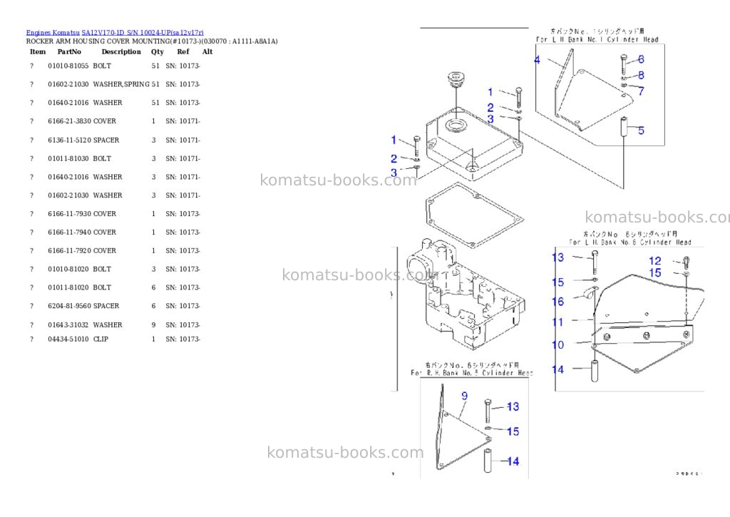 Komatsu sa12v170-1d s/n 10024-up Parts catalog cover Page 6 Komatsu sa12v170-1d s/n 10024-up Parts catalog cover Page 6