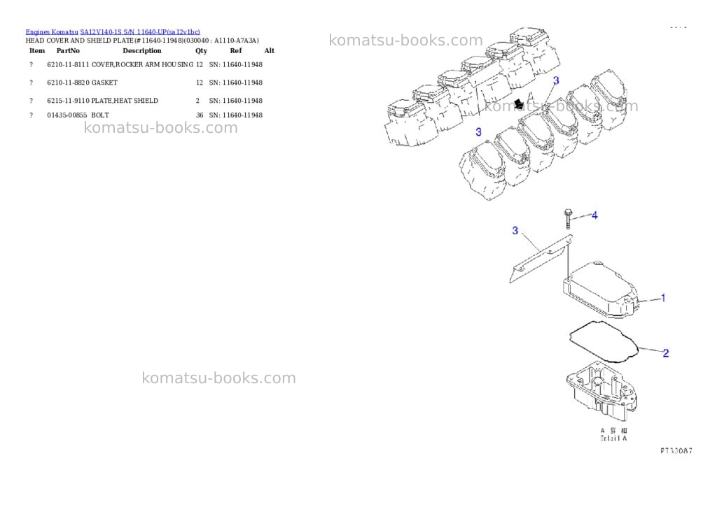 Komatsu sa12v140-1s s/n 11640-up Parts catalog cover Page 3 Komatsu sa12v140-1s s/n 11640-up Parts catalog cover Page 3