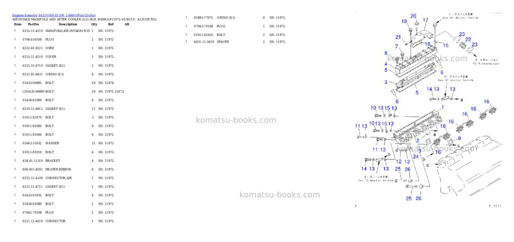 Komatsu sa12v140-1s s/n 11640-up Parts catalog cover Page 8 Komatsu sa12v140-1s s/n 11640-up Parts catalog cover Page 8