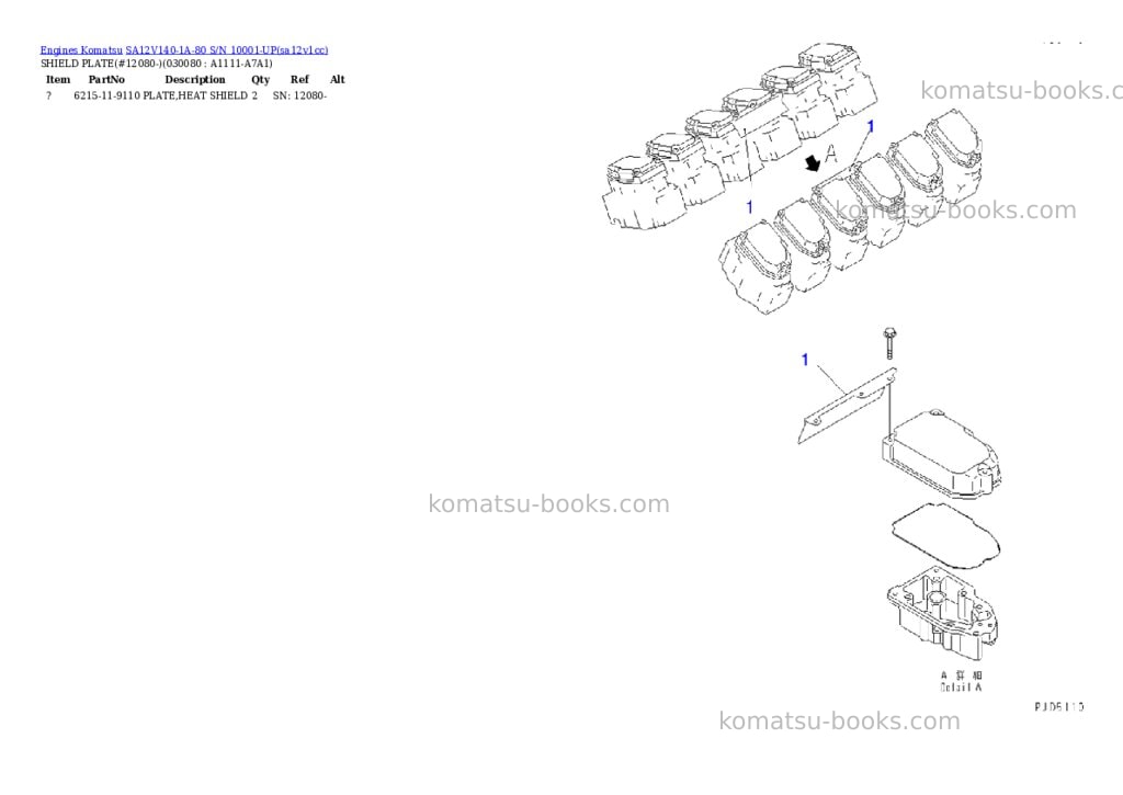 Komatsu sa12v140-1a-80 s/n 10001-up Parts catalog cover Page 6