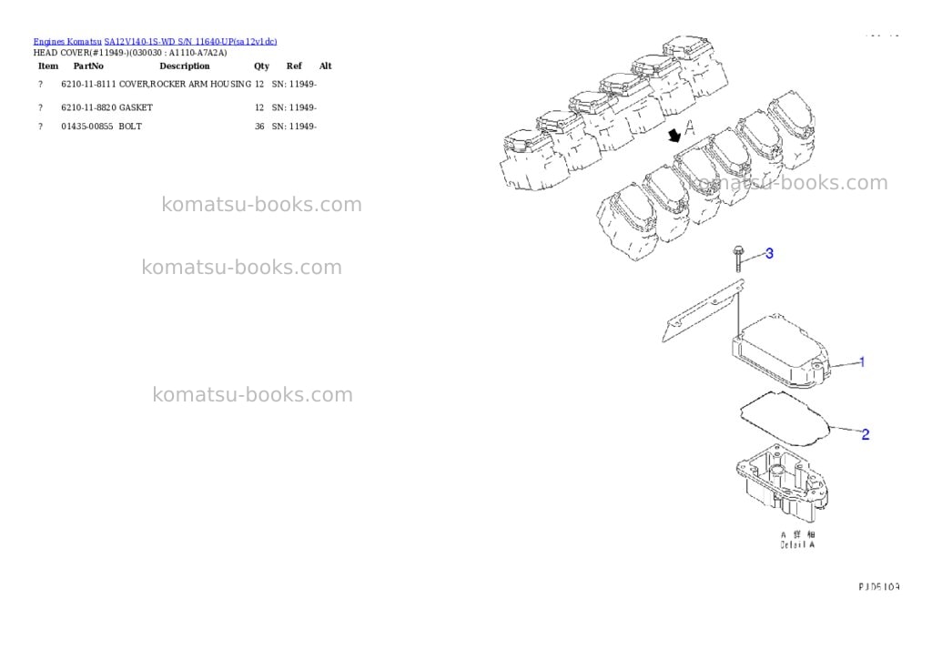 Komatsu sa12v140-1s-wd s/n 11640-up Parts catalog cover Page 2