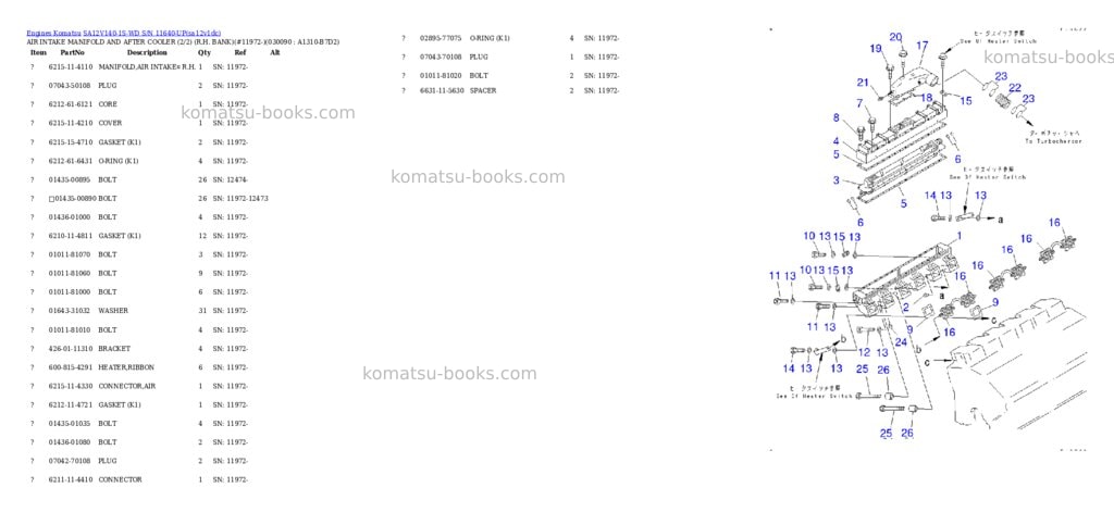Komatsu sa12v140-1s-wd s/n 11640-up Parts catalog cover Page 8