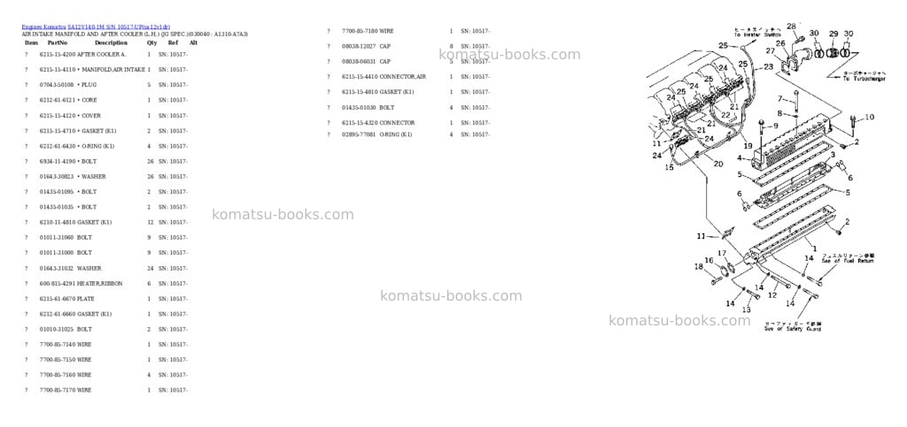 Komatsu sa12v140-1m s/n 10517-up Parts catalog cover Page 2
