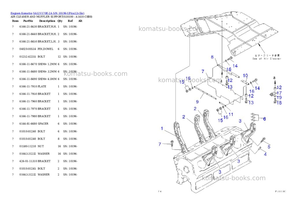 Komatsu SA12V170E-2A S/N 10196-UP Parts catalog cover Page 9 Komatsu SA12V170E-2A S/N 10196-UP Parts catalog cover Page 9