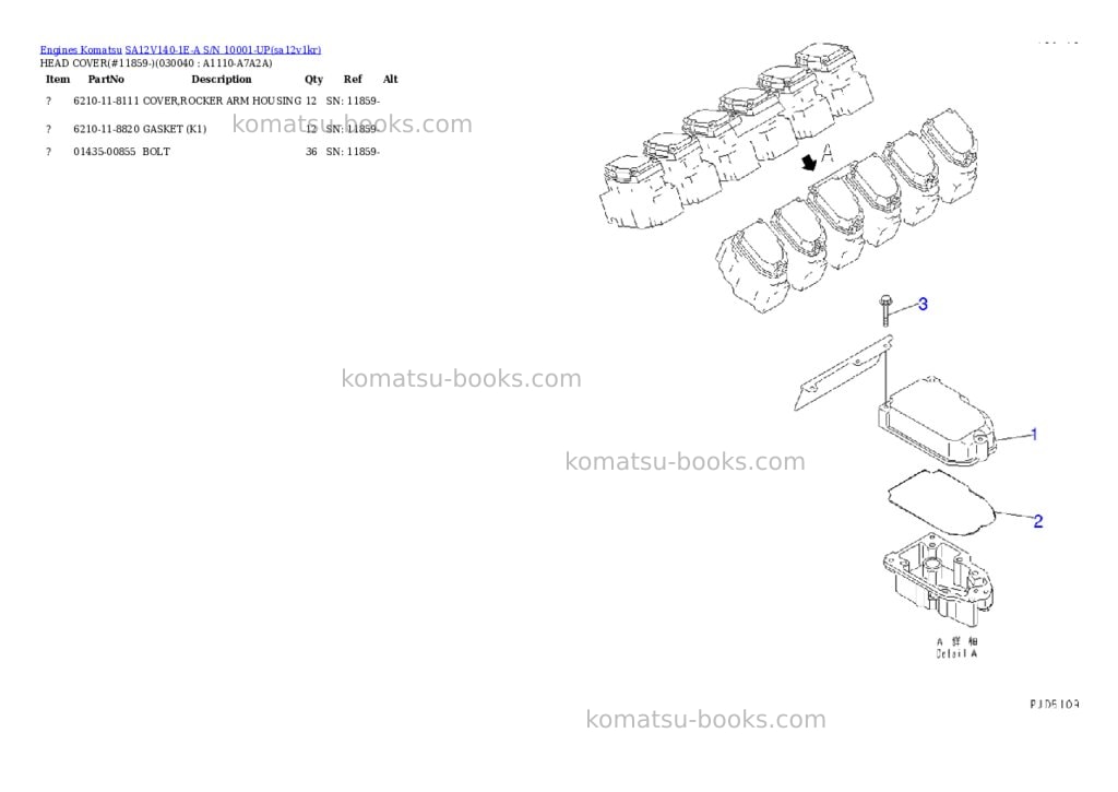 Komatsu SA12V140-1E-A S/N 10001-UP Parts catalog cover Page 3 Komatsu SA12V140-1E-A S/N 10001-UP Parts catalog cover Page 3