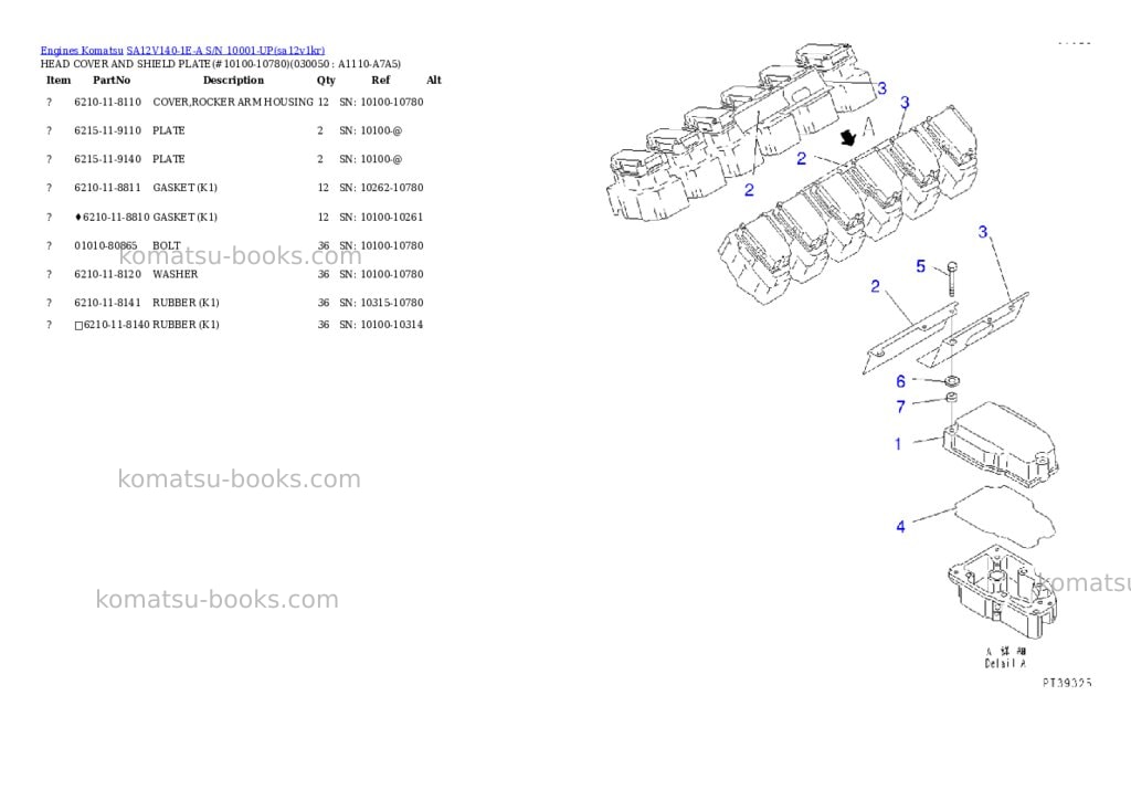 Komatsu SA12V140-1E-A S/N 10001-UP Parts catalog cover Page 4 Komatsu SA12V140-1E-A S/N 10001-UP Parts catalog cover Page 4