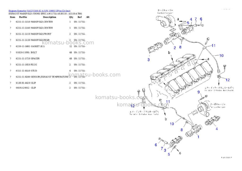 Komatsu SA12V140-1U-A S/N 10001-UP Parts catalog cover Page 10