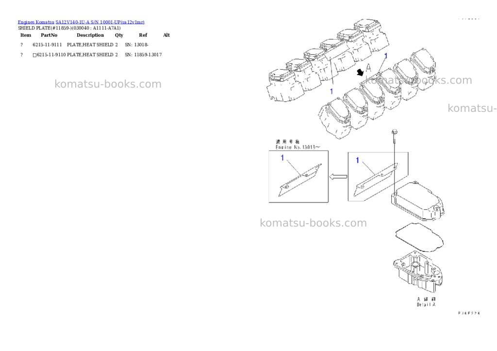 Komatsu SA12V140-1U-A S/N 10001-UP Parts catalog cover Page 3