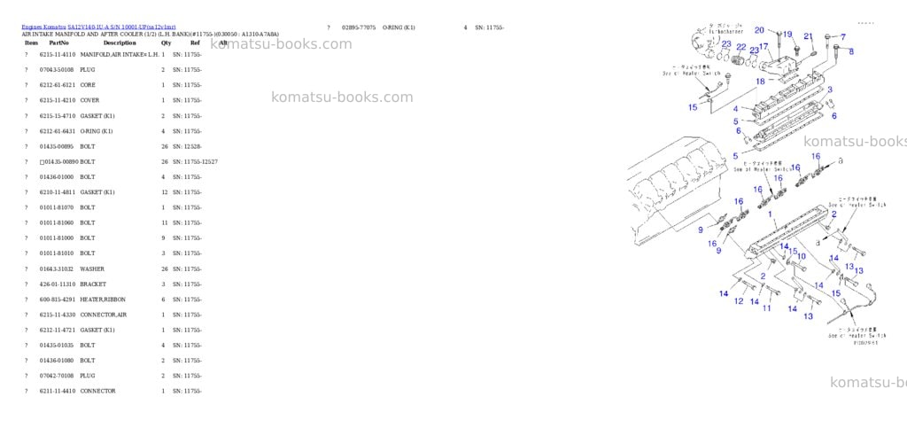Komatsu SA12V140-1U-A S/N 10001-UP Parts catalog cover Page 4