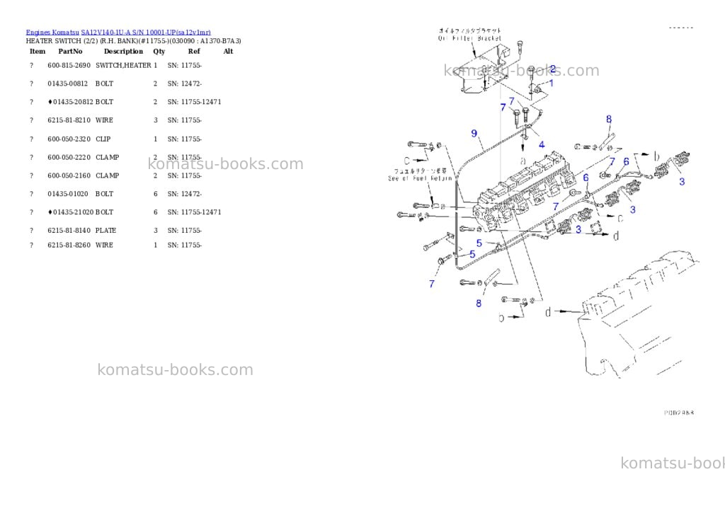Komatsu SA12V140-1U-A S/N 10001-UP Parts catalog cover Page 8