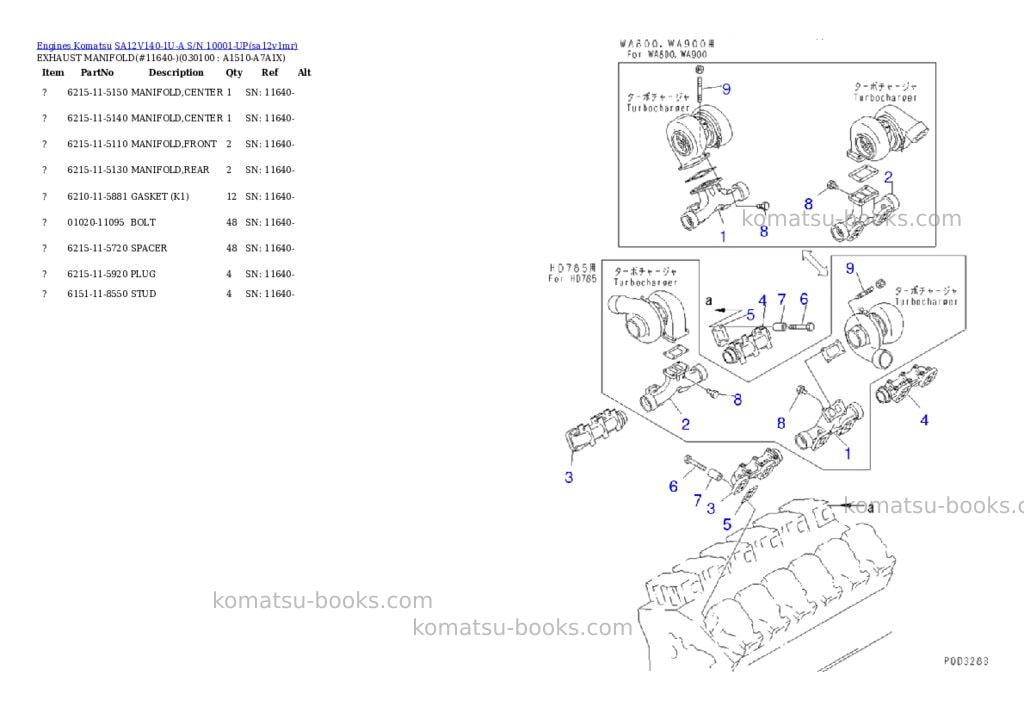 Komatsu SA12V140-1U-A S/N 10001-UP Parts catalog cover Page 9