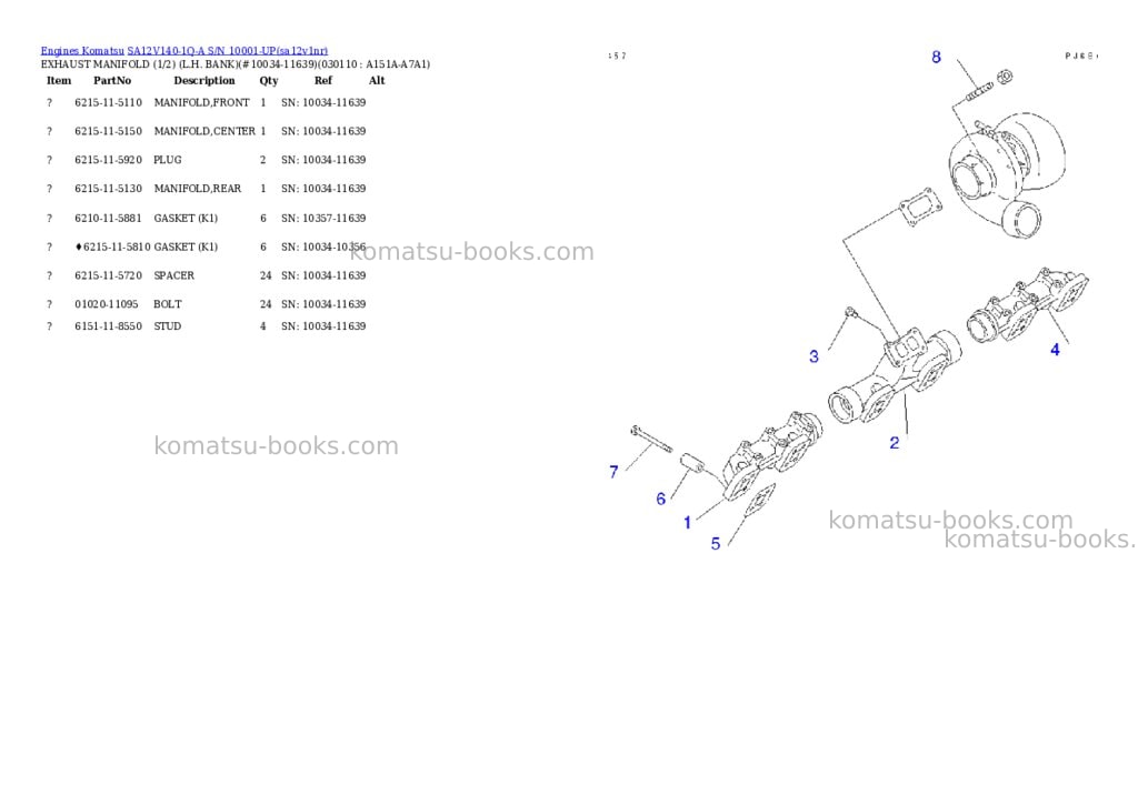 Komatsu SA12V140-1Q-A S/N 10001-UP Parts catalog cover Komatsu SA12V140-1Q-A S/N 10001-UP Parts catalog cover
