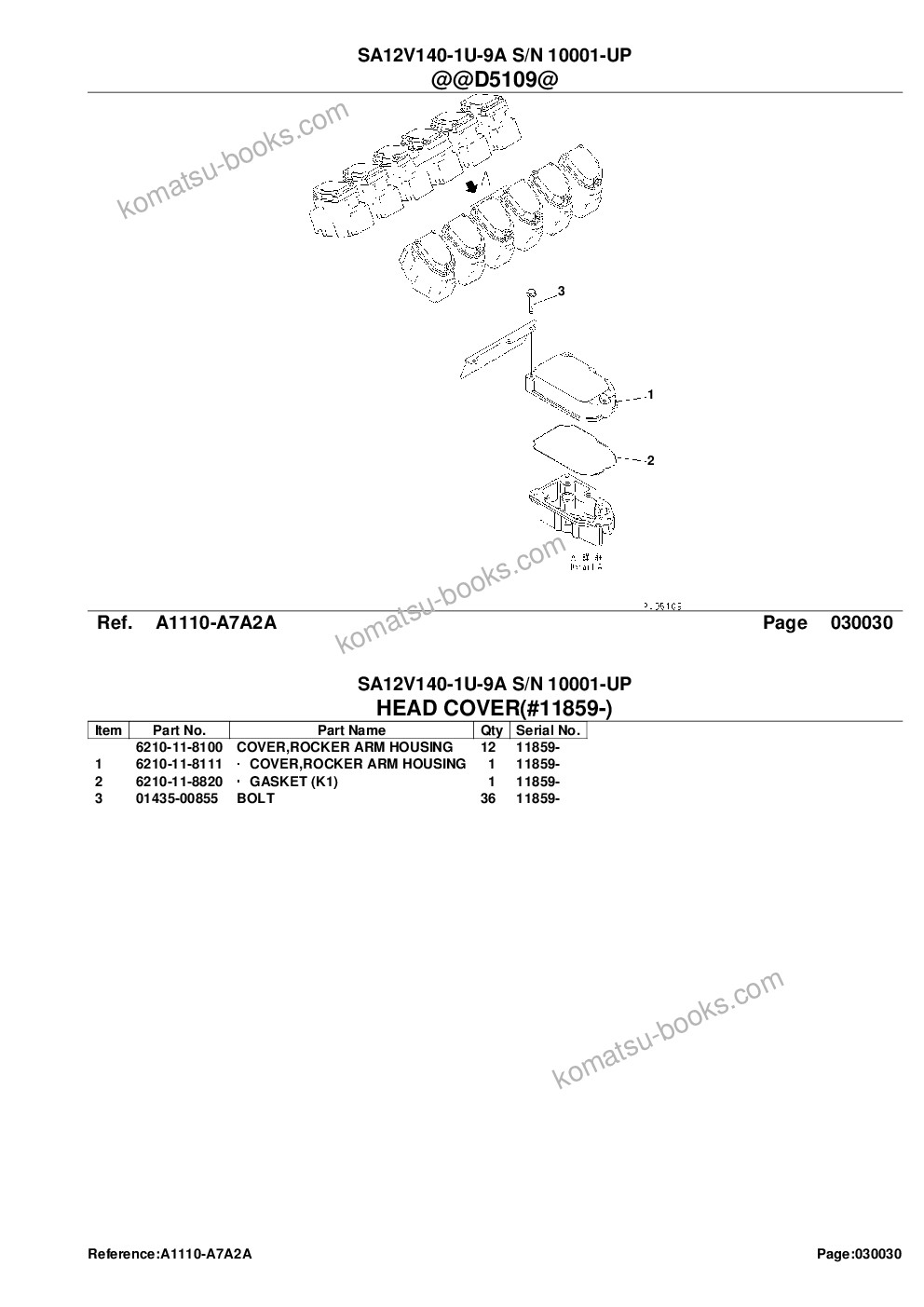 Komatsu sa12v140-1u-9a s/n 10001-up Parts catalog cover Page 10 Komatsu sa12v140-1u-9a s/n 10001-up Parts catalog cover Page 10