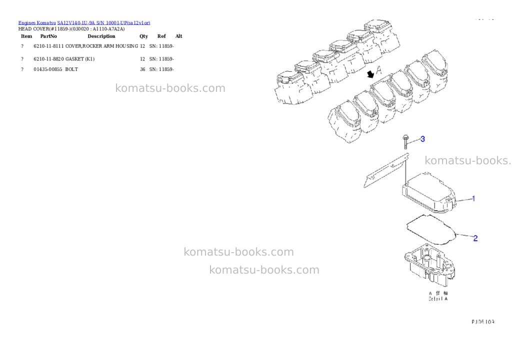 Komatsu SA12V140-1U-9A S/N 10001-UP Parts catalog cover Komatsu SA12V140-1U-9A S/N 10001-UP Parts catalog cover