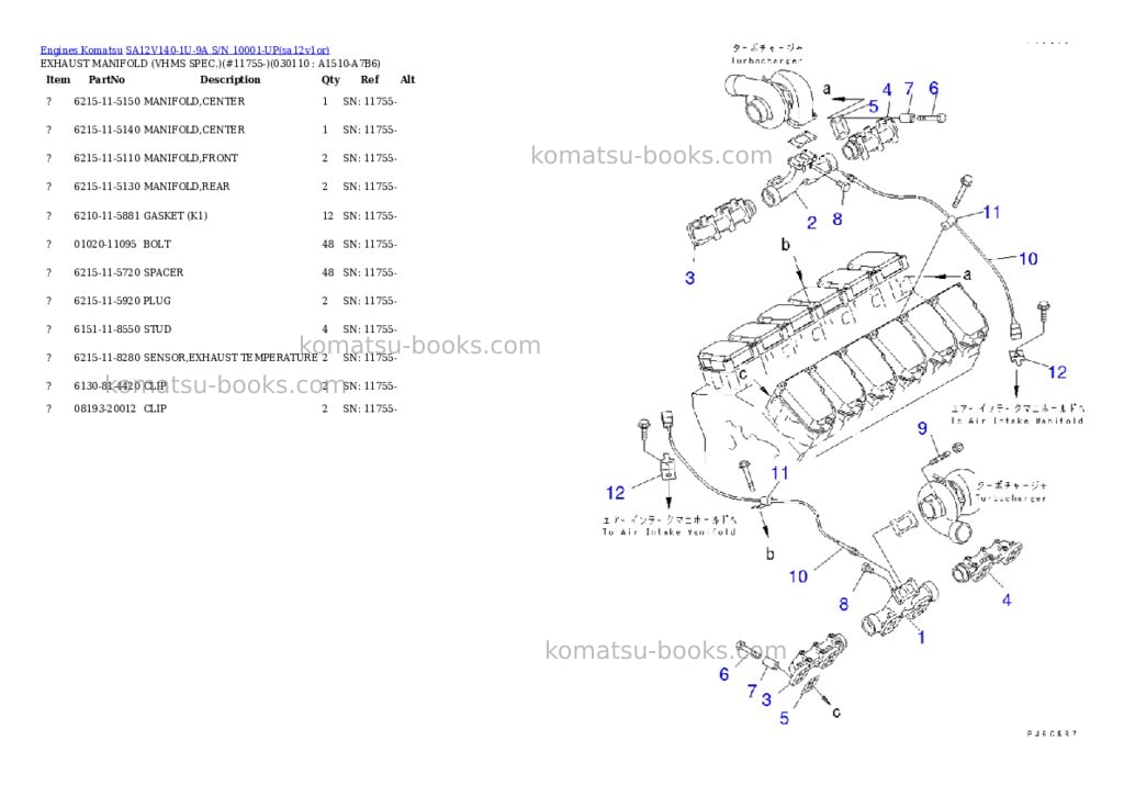 Komatsu SA12V140-1U-9A S/N 10001-UP Parts catalog cover Page 10 Komatsu SA12V140-1U-9A S/N 10001-UP Parts catalog cover Page 10