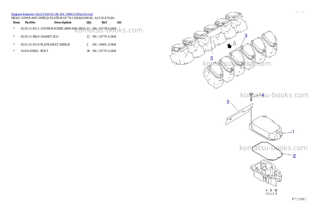 Komatsu SA12V140-1U-9A S/N 10001-UP Parts catalog cover Page 2 Komatsu SA12V140-1U-9A S/N 10001-UP Parts catalog cover Page 2