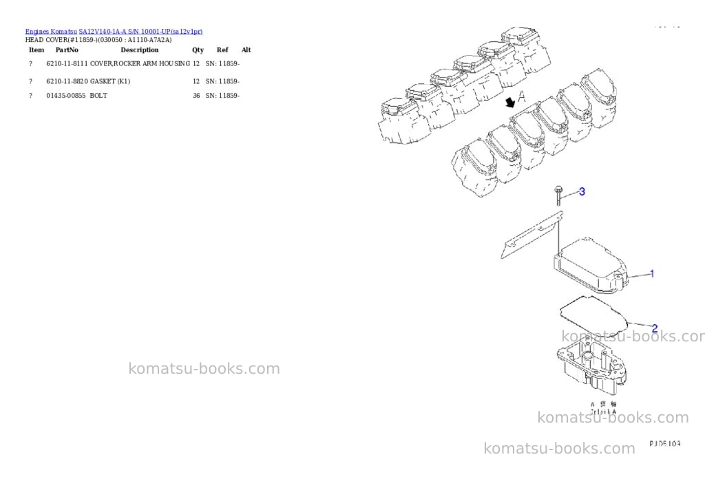 Komatsu SA12V140-1A-A S/N 10001-UP Parts catalog cover Page 4 Komatsu SA12V140-1A-A S/N 10001-UP Parts catalog cover Page 4