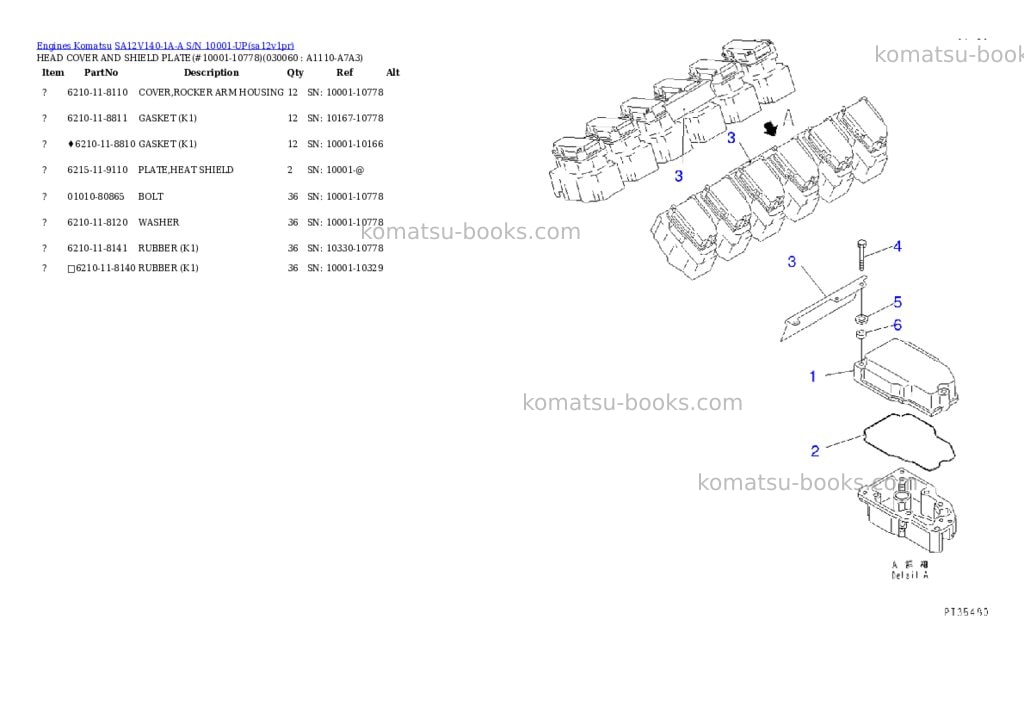 Komatsu SA12V140-1A-A S/N 10001-UP Parts catalog cover Page 5 Komatsu SA12V140-1A-A S/N 10001-UP Parts catalog cover Page 5