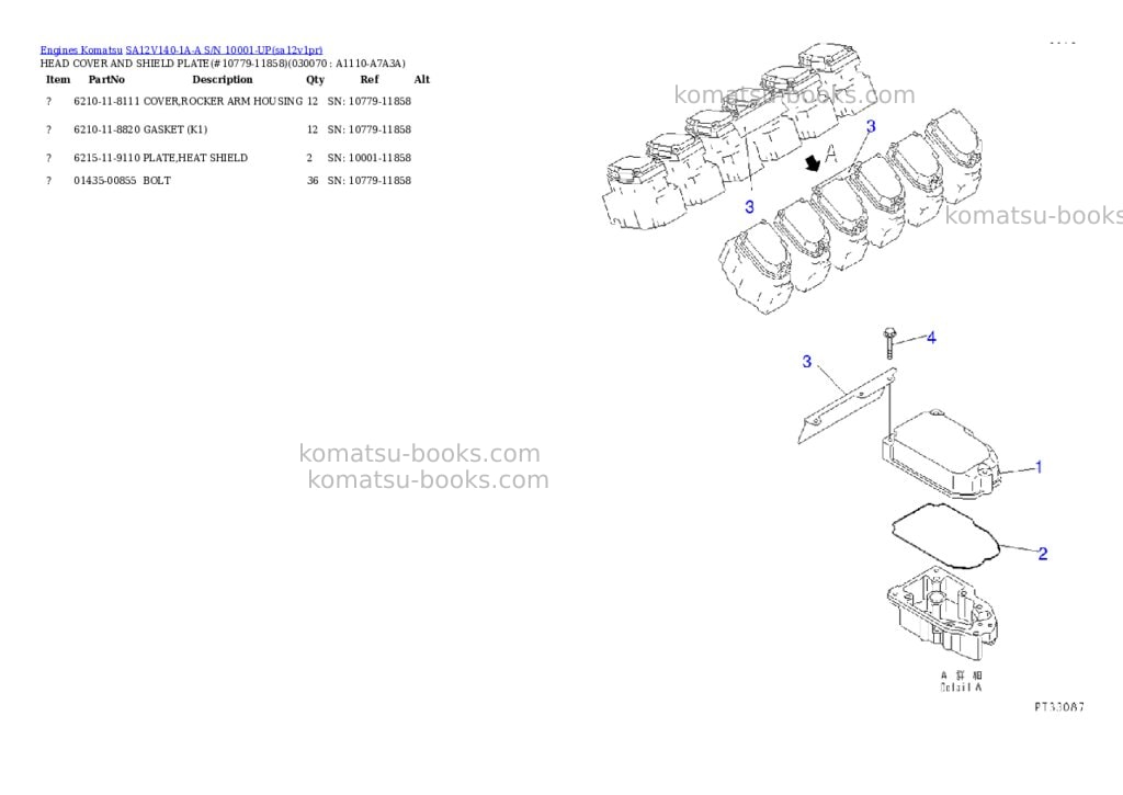 Komatsu SA12V140-1A-A S/N 10001-UP Parts catalog cover Page 6 Komatsu SA12V140-1A-A S/N 10001-UP Parts catalog cover Page 6
