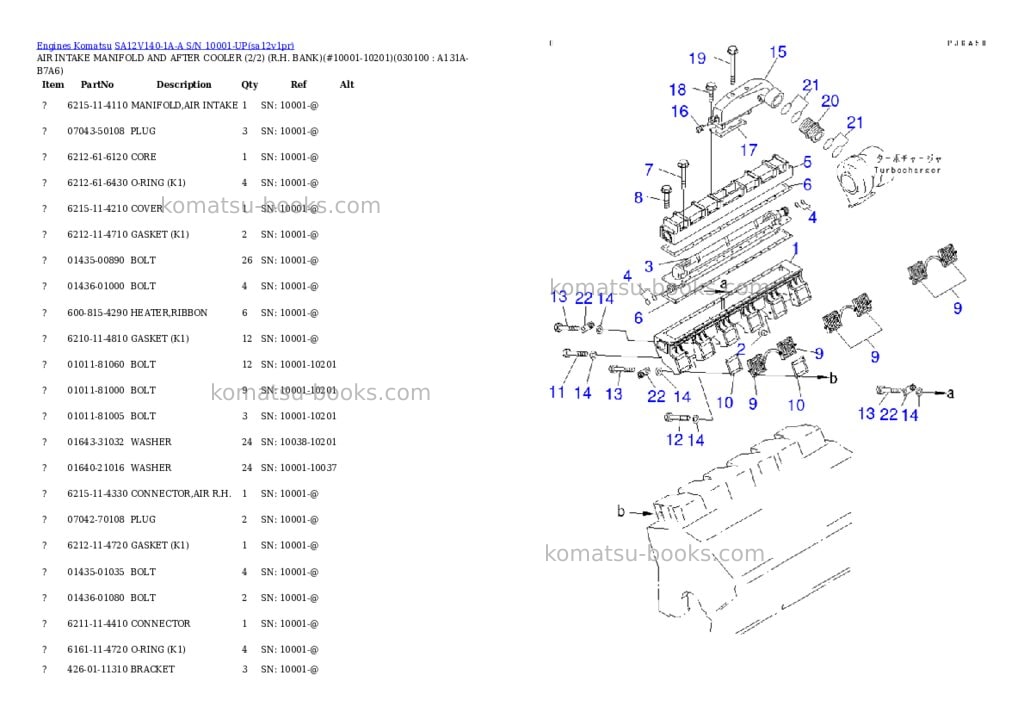 Komatsu SA12V140-1A-A S/N 10001-UP Parts catalog cover Page 9 Komatsu SA12V140-1A-A S/N 10001-UP Parts catalog cover Page 9
