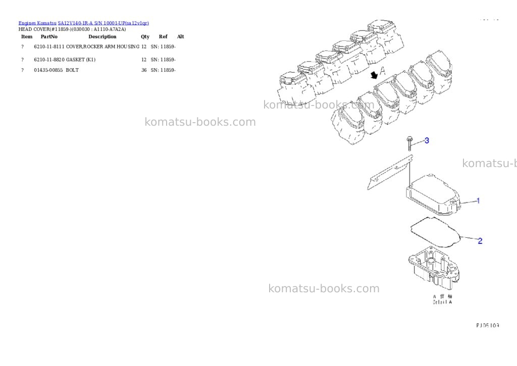 Komatsu SA12V140-1R-A S/N 10001-UP Parts catalog cover Page 2