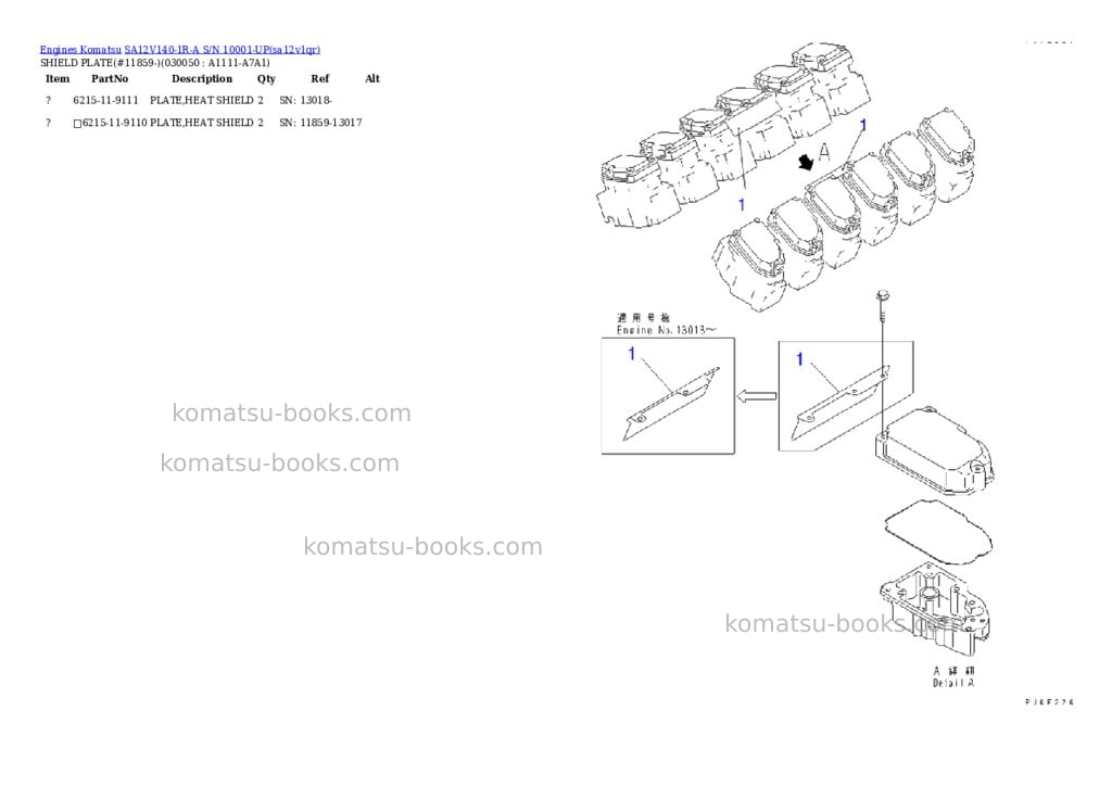 Komatsu SA12V140-1R-A S/N 10001-UP Parts catalog cover Page 4