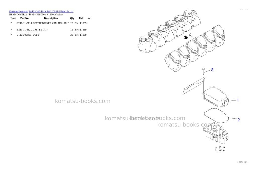 Komatsu SA12V140-1S-A S/N 10001-UP Parts catalog cover Page 2