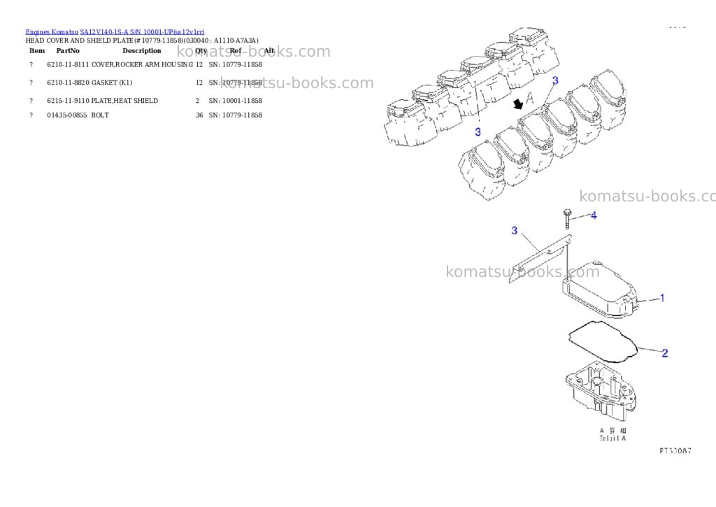 Komatsu SA12V140-1S-A S/N 10001-UP Parts catalog cover Page 3