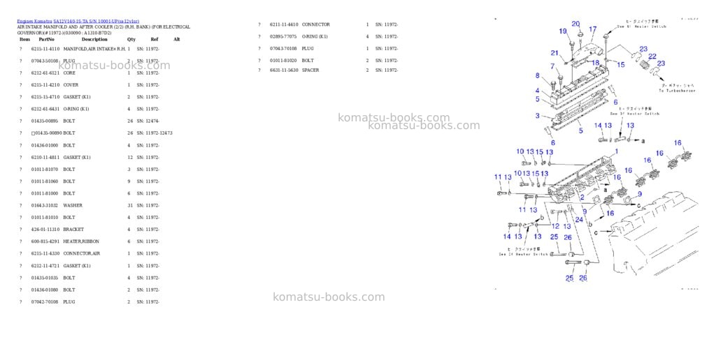 Komatsu SA12V140-1S-TA S/N 10001-UP Parts catalog cover Page 6