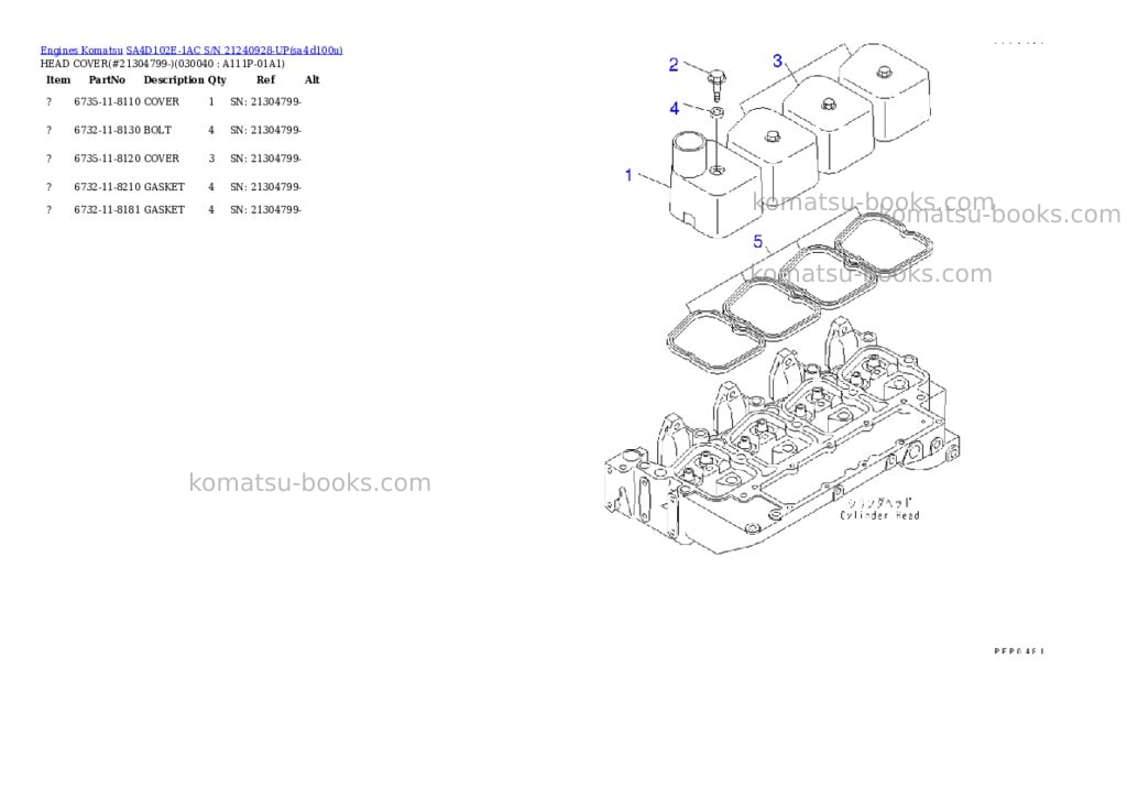Komatsu sa4d102e-1ac s/n 21240928-up Parts catalog cover Page 3 Komatsu sa4d102e-1ac s/n 21240928-up Parts catalog cover Page 3