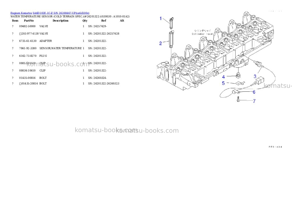 Komatsu sa6d102e-1c-z s/n 26200467-up Parts catalog cover Page 2 Komatsu sa6d102e-1c-z s/n 26200467-up Parts catalog cover Page 2