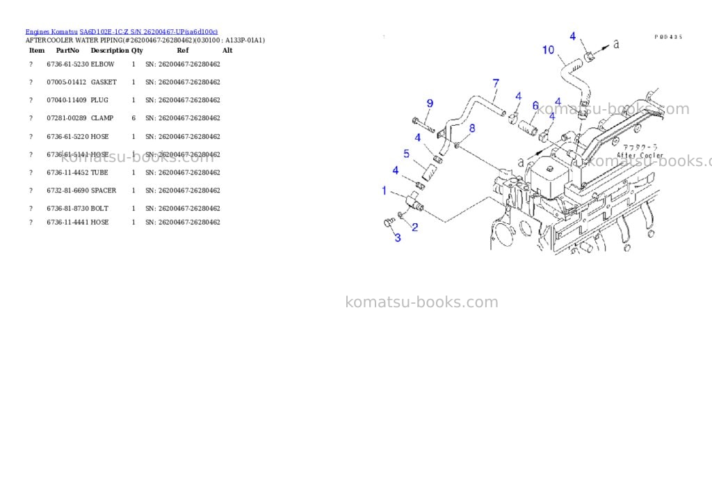 Komatsu sa6d102e-1c-z s/n 26200467-up Parts catalog cover Page 9 Komatsu sa6d102e-1c-z s/n 26200467-up Parts catalog cover Page 9