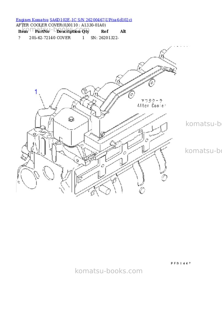 Komatsu SA6D102E-1C S/N 26200467-UP Parts catalog cover Page 10 Komatsu SA6D102E-1C S/N 26200467-UP Parts catalog cover Page 10