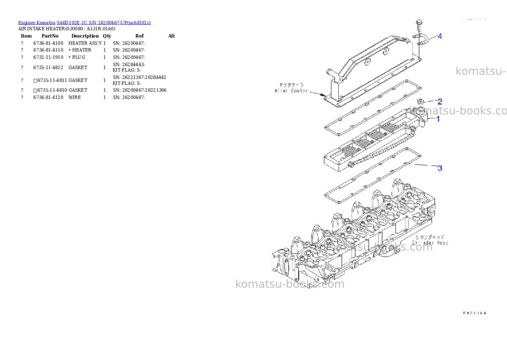 Komatsu SA6D102E-1C S/N 26200467-UP Parts catalog cover Page 7 Komatsu SA6D102E-1C S/N 26200467-UP Parts catalog cover Page 7