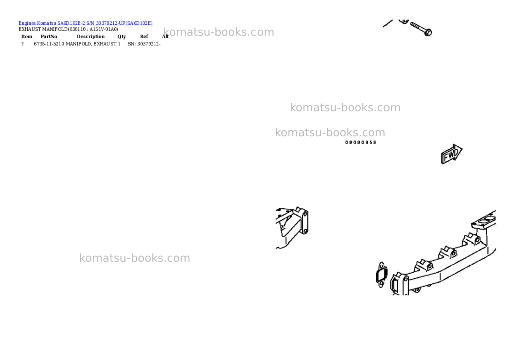 Komatsu sa6d102e-2n-m s/n 26318973-up fd80hd-8 Parts catalog cover Page 10