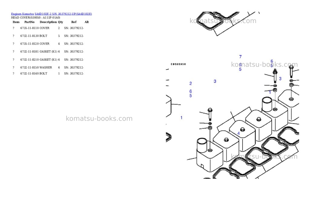Komatsu sa6d102e-2n-m s/n 26318973-up fd80hd-8 Parts catalog cover Page 4