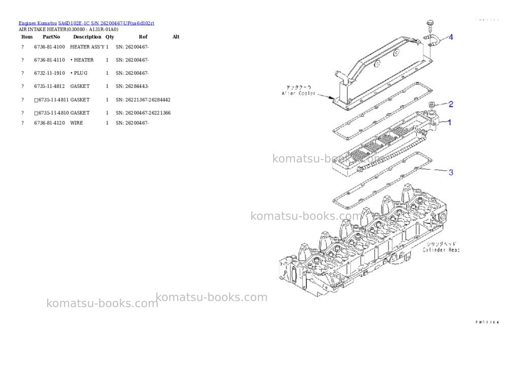 Komatsu sa6d102e-1c s/n 26200467-up Parts catalog cover Page 7 Komatsu sa6d102e-1c s/n 26200467-up Parts catalog cover Page 7