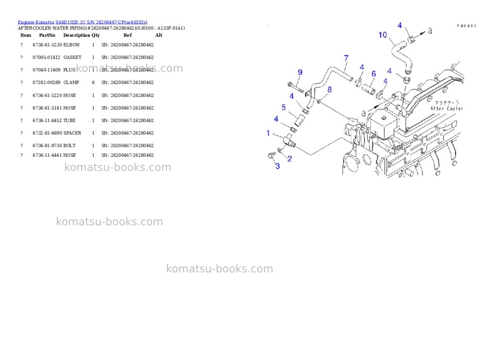 Komatsu sa6d102e-1c s/n 26200467-up Parts catalog cover Page 9 Komatsu sa6d102e-1c s/n 26200467-up Parts catalog cover Page 9