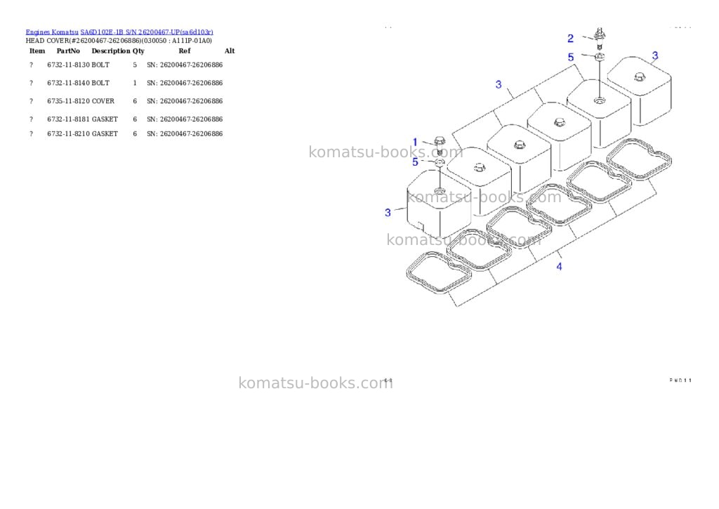 Komatsu sa6d102e-1b s/n 26200467-up Parts catalog cover Page 4 Komatsu sa6d102e-1b s/n 26200467-up Parts catalog cover Page 4