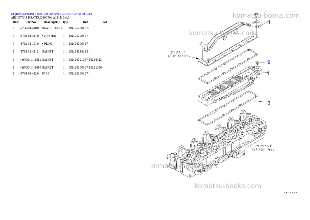 Komatsu sa6d102e-1b s/n 26200467-up Parts catalog cover Page 6 Komatsu sa6d102e-1b s/n 26200467-up Parts catalog cover Page 6