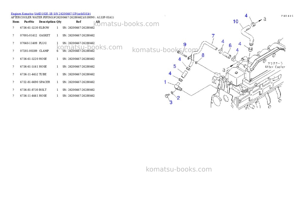 Komatsu sa6d102e-1b s/n 26200467-up Parts catalog cover Page 8 Komatsu sa6d102e-1b s/n 26200467-up Parts catalog cover Page 8