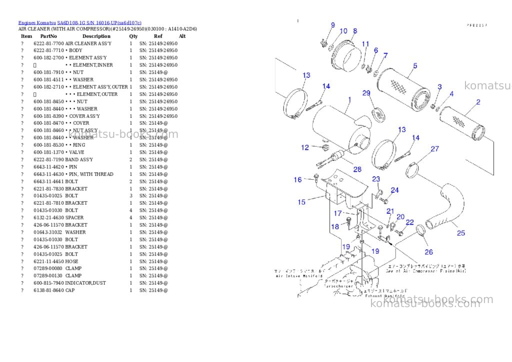 Komatsu sa6d108-1g s/n 16016-up Parts catalog cover Page 9 Komatsu sa6d108-1g s/n 16016-up Parts catalog cover Page 9