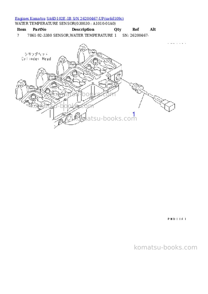 Komatsu SA6D102E-1B S/N 26200467-UP Parts catalog cover Page 2 Komatsu SA6D102E-1B S/N 26200467-UP Parts catalog cover Page 2