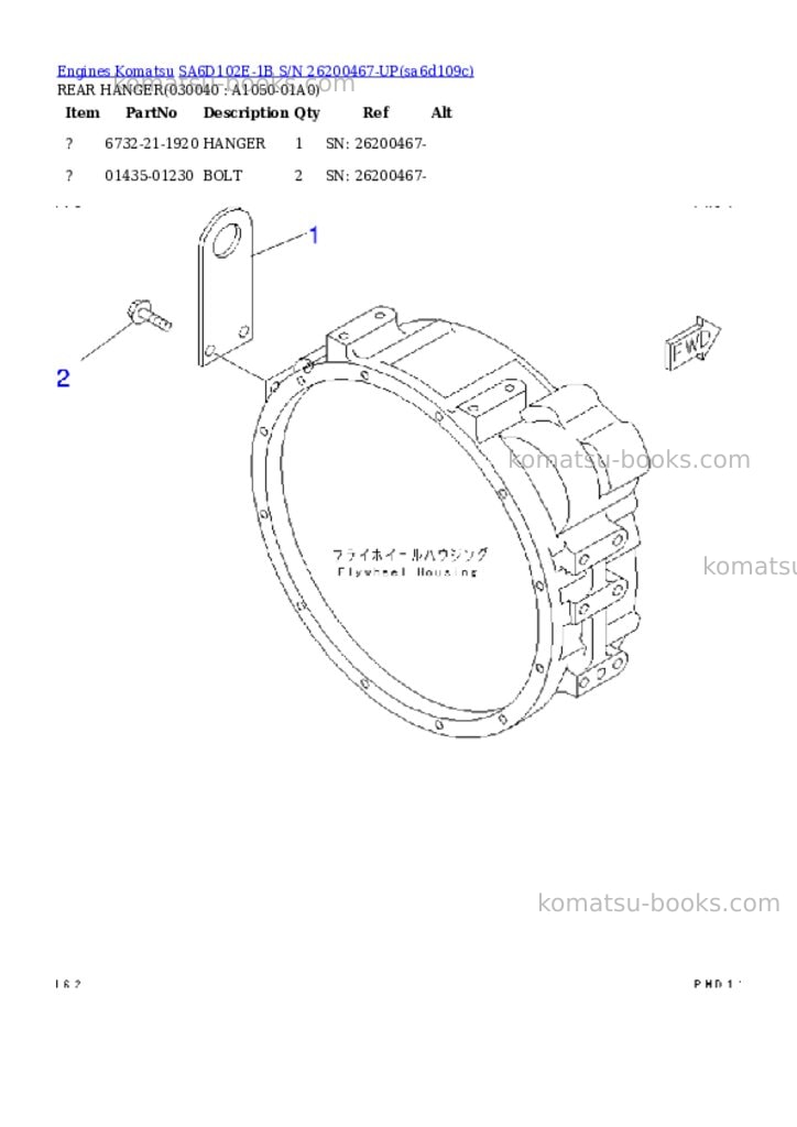 Komatsu SA6D102E-1B S/N 26200467-UP Parts catalog cover Page 3 Komatsu SA6D102E-1B S/N 26200467-UP Parts catalog cover Page 3